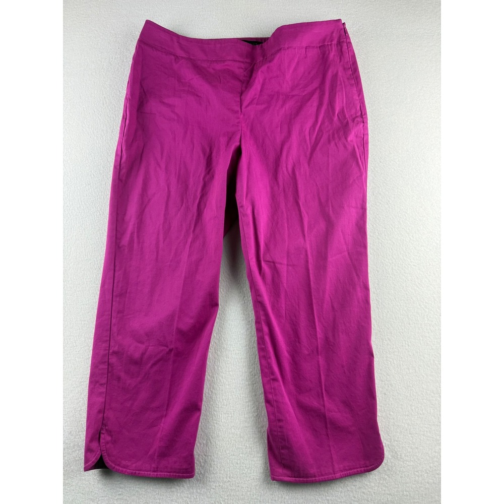 Talbots Heritage Petites Magenta Pink Side Zip Cropped Pants Womens 12P Cotton